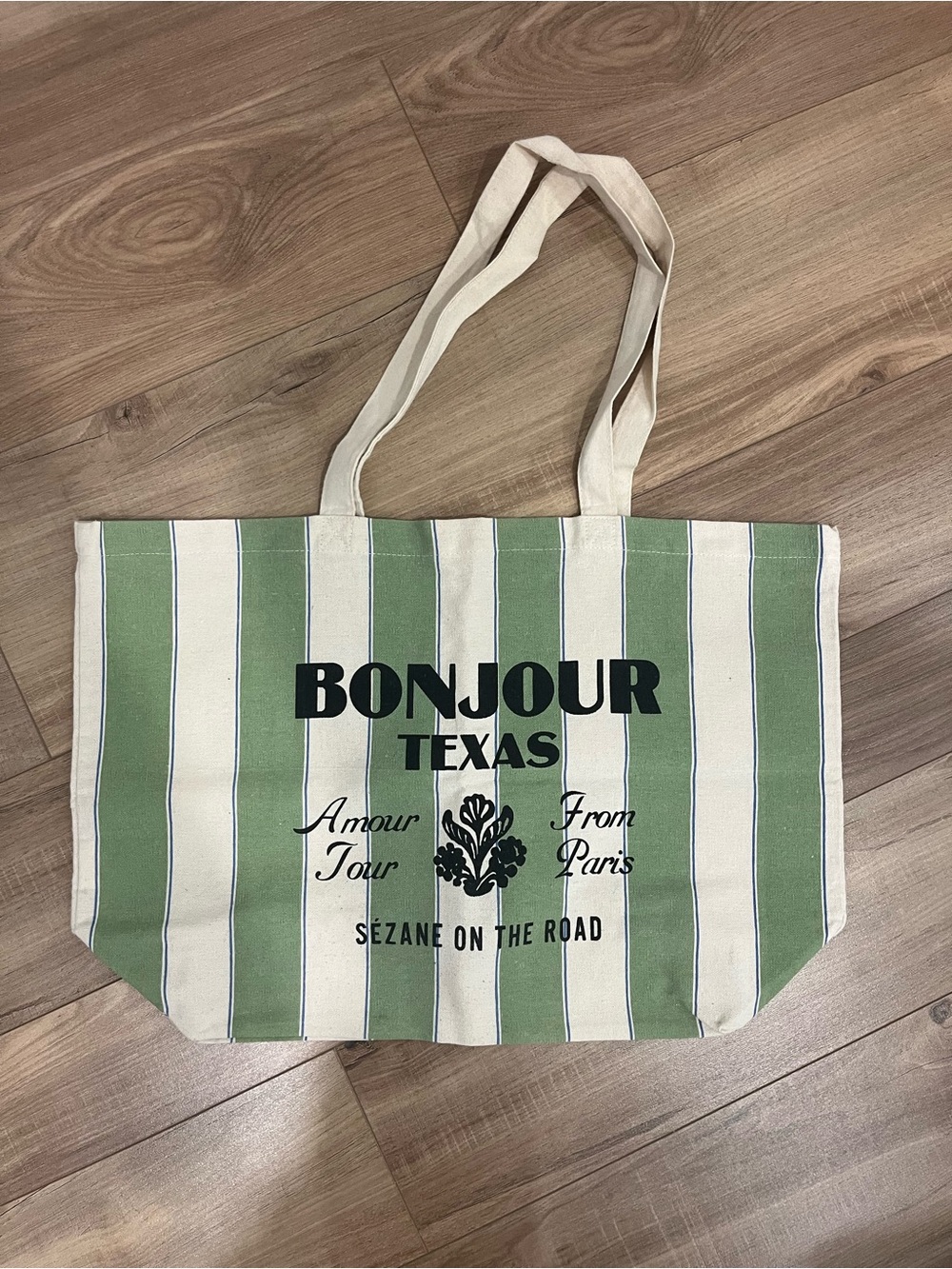 Sézane Green and Cream Striped Tote – Bonjour Texas